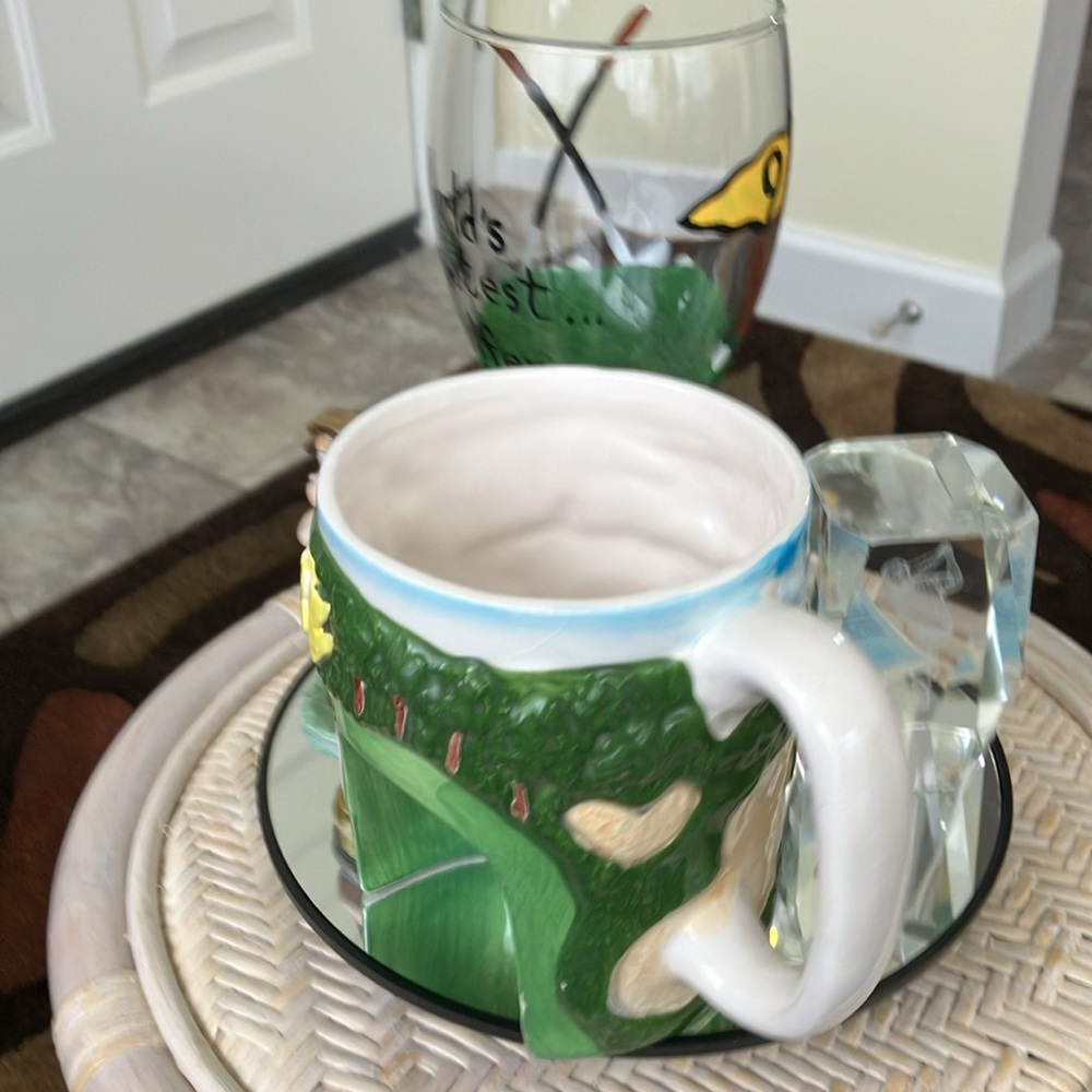 VINTAGE SWANK PUTTER CUP GANZ FIGURINE LASER ETCHED 3 D CUBE HAND PAINTED MUG - Picture 16 of 17